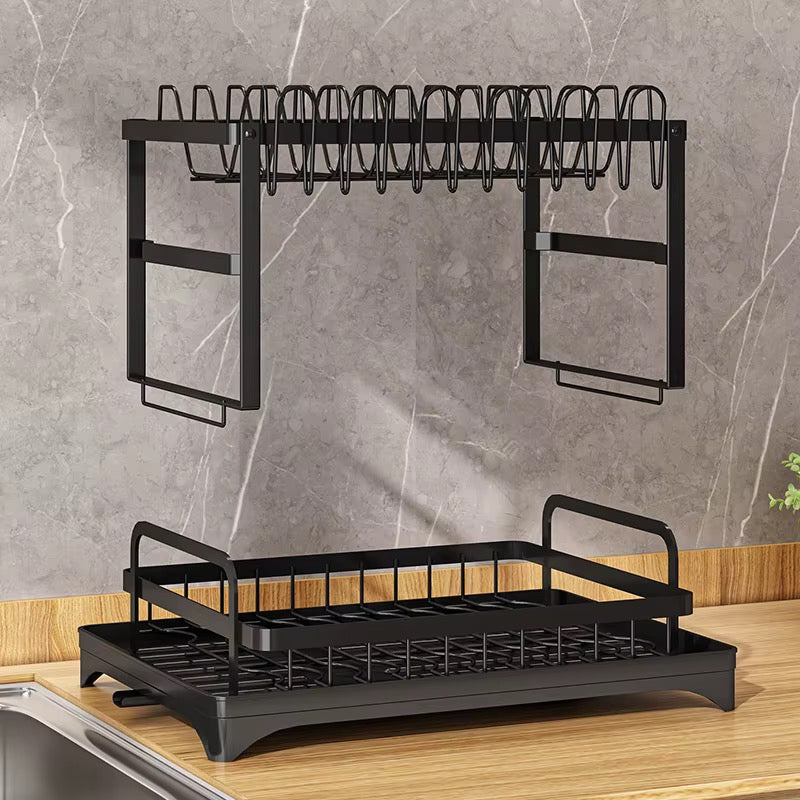 Escurridor de Platos de 2 Niveles Negro