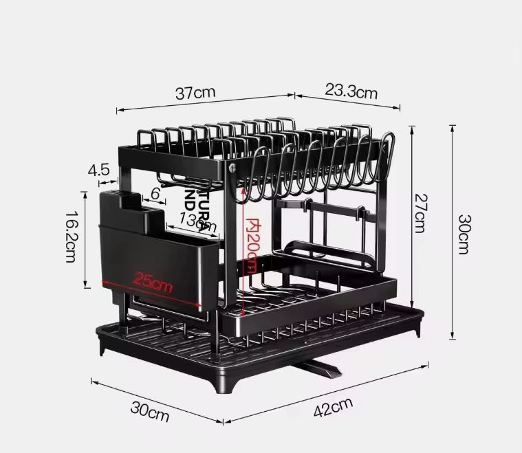 Escurridor de Platos de 2 Niveles Negro