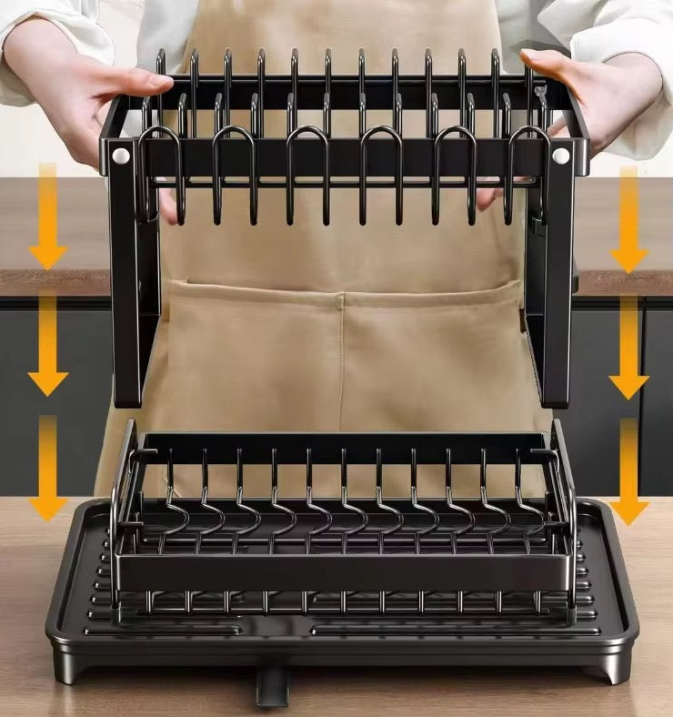 Escurridor de Platos de 2 Niveles Negro